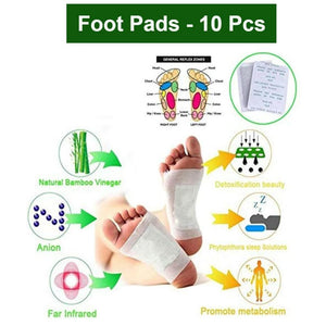 Cleansing Detox Foot Pads, Ginger & salt Foot Patch - 10pcs (Free Size, White)