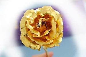 Artificial Golden Rose with Gift Box (10 inches)